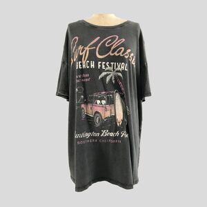 Hollister Gray Short Sleeve Oversized Huntington Beach Surf T Shirt Womens XL